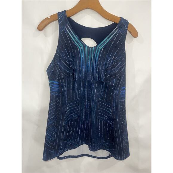 Lucky in Love XL Tank Top Built In Bra Tennis Pickleball Navy Blue Stretch - Picture 1 of 7